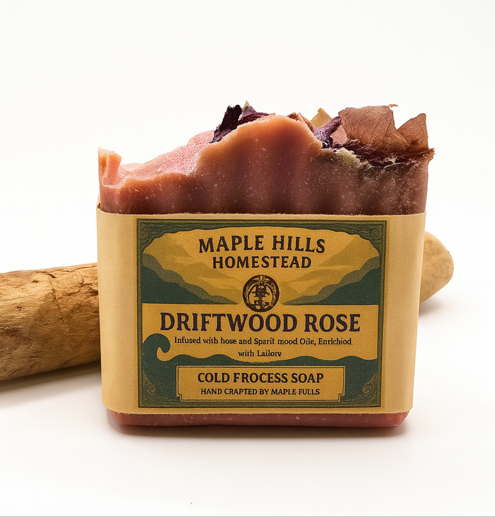 Driftwood Rose – Sandalwood & Rose Tallow Soap. Handcrafted Artisinal Natural Soap