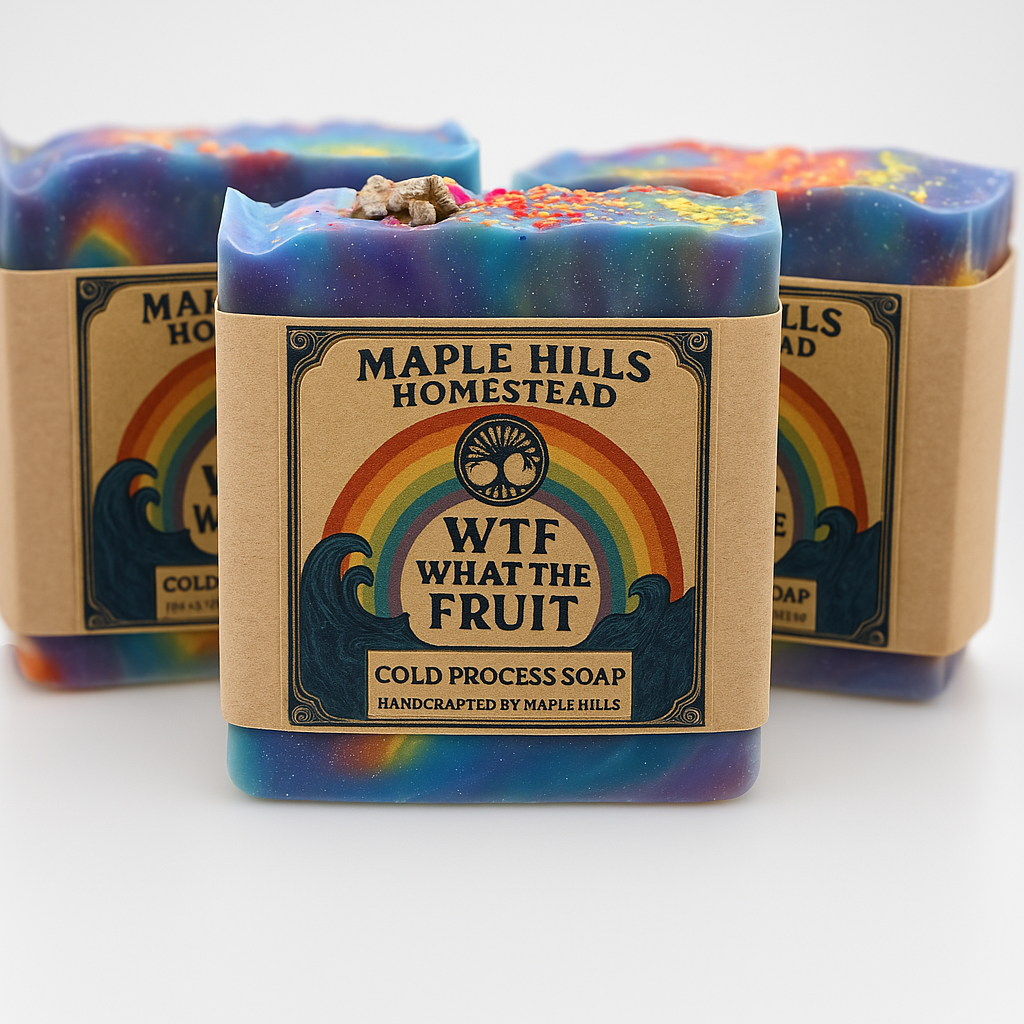 WTF- What the Fruit Cold Process Handmade Soap. Natural organic oils