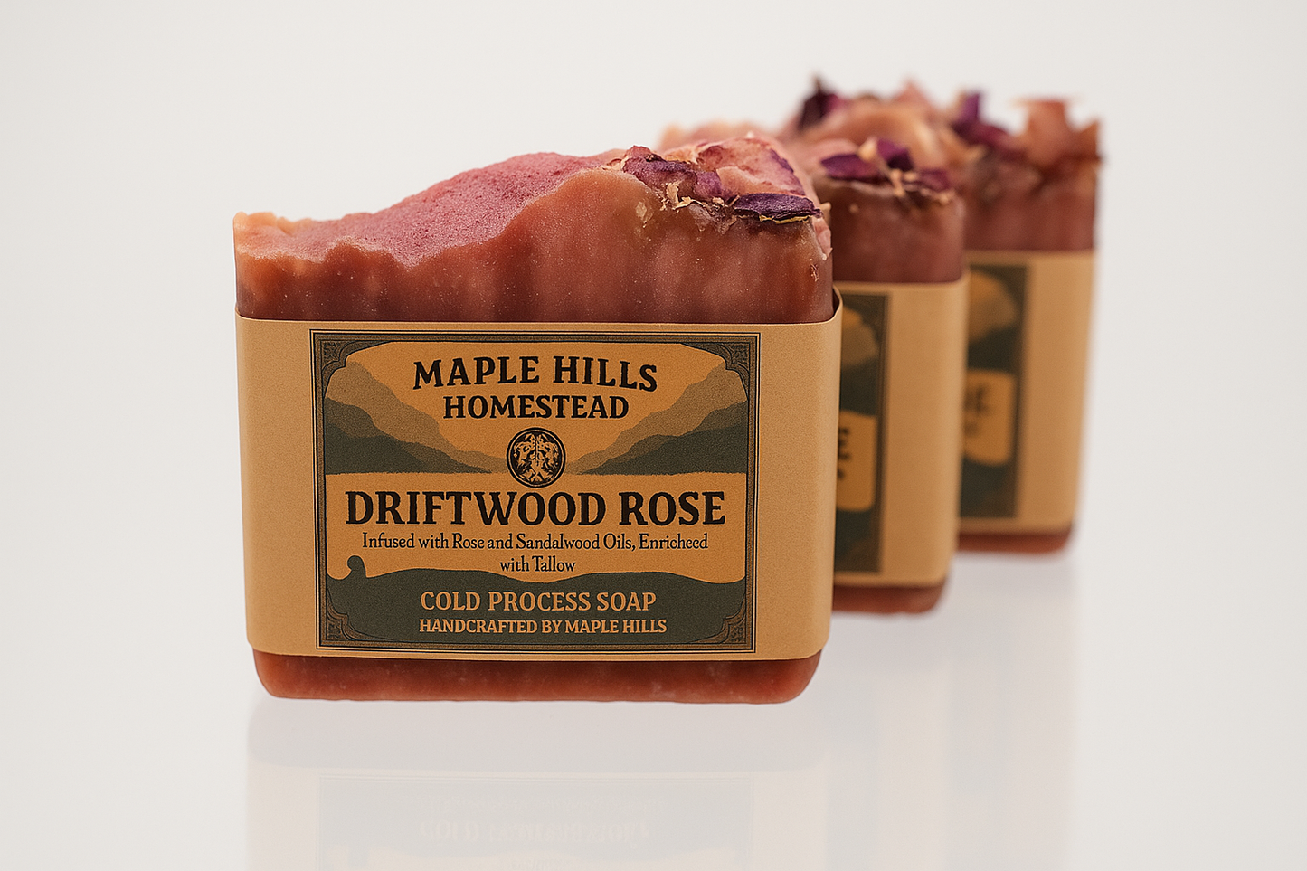 Driftwood Rose – Sandalwood & Rose Tallow Soap. Handcrafted Artisinal Natural Soap