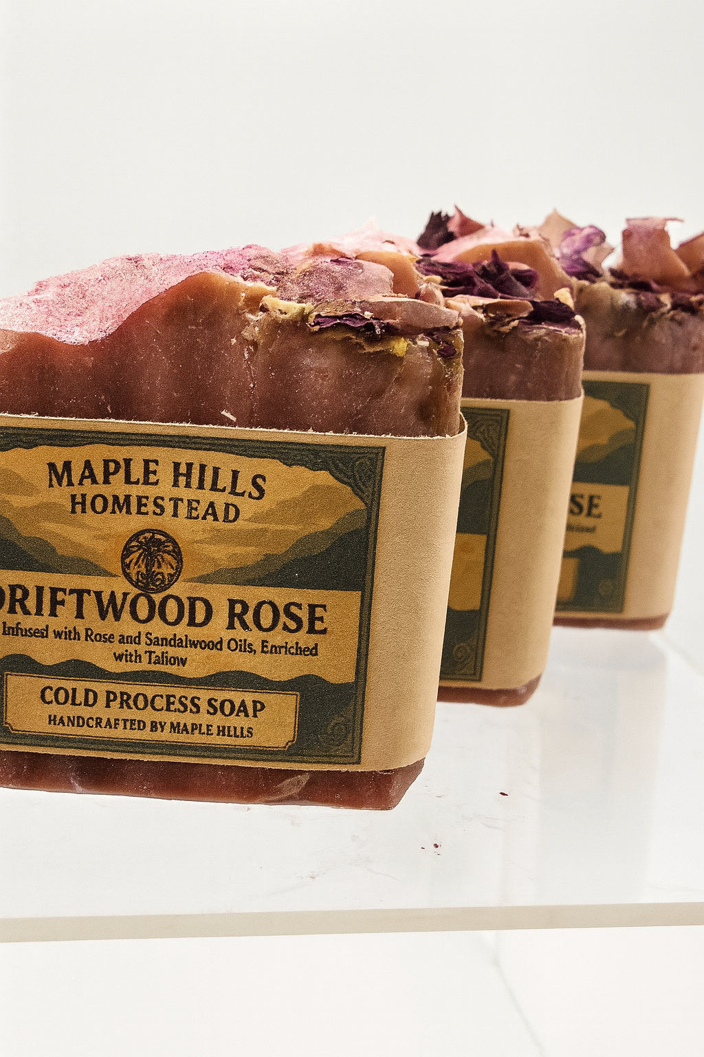 Driftwood Rose – Sandalwood & Rose Tallow Soap. Handcrafted Artisinal Natural Soap
