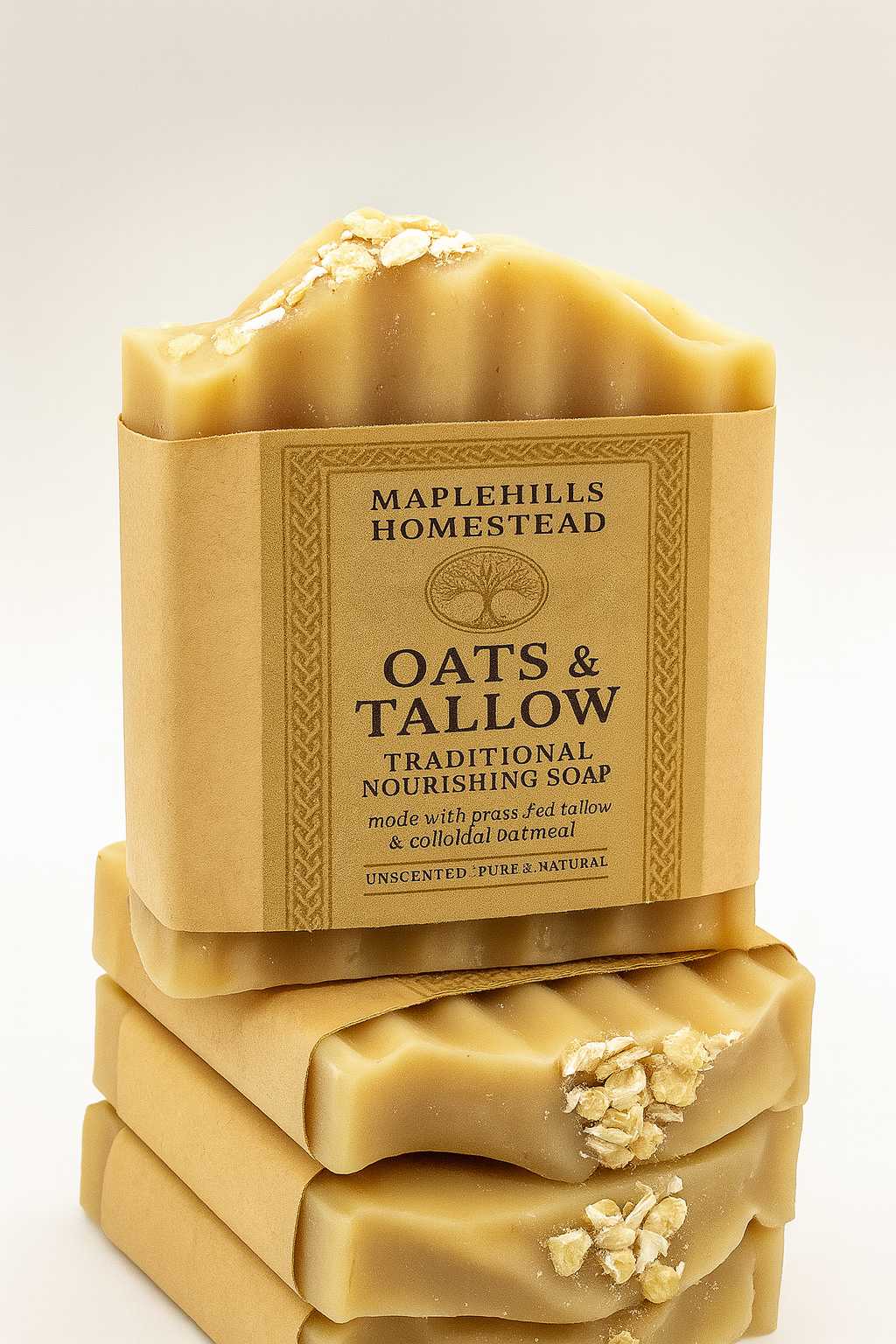 Oats & Tallow Soap, Gentle Soap for all skin types, Mild Shea Butter, Grass fed Tallow, Wildflower honey, Colloidal Oat Soap, kids, adults