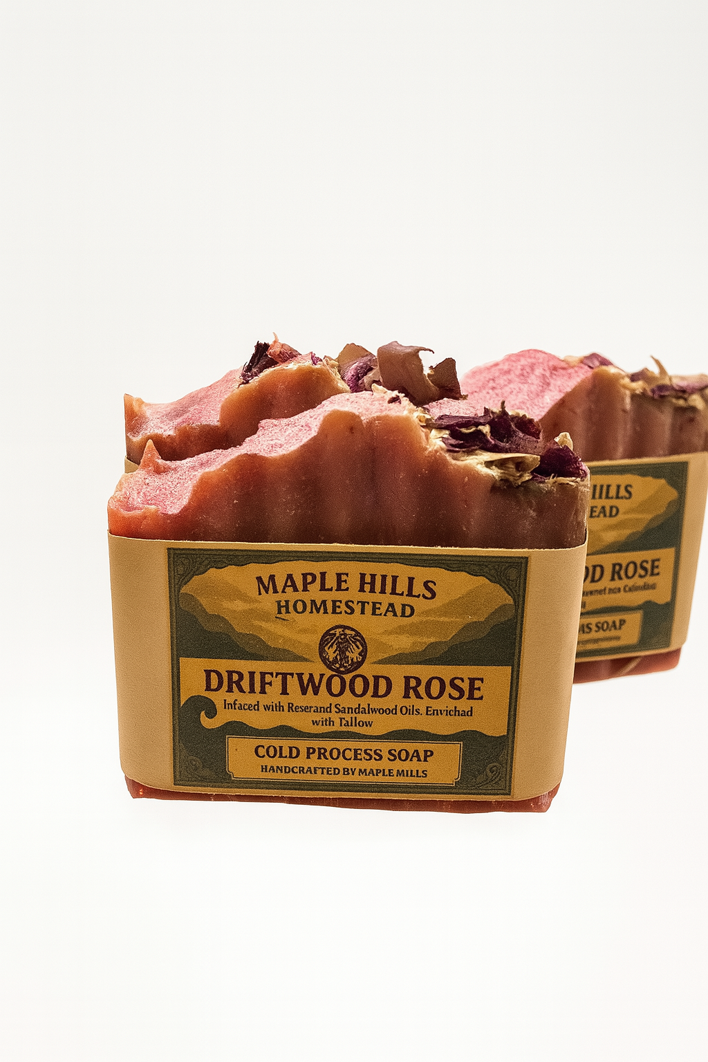 Driftwood Rose – Sandalwood & Rose Tallow Soap. Handcrafted Artisinal Natural Soap