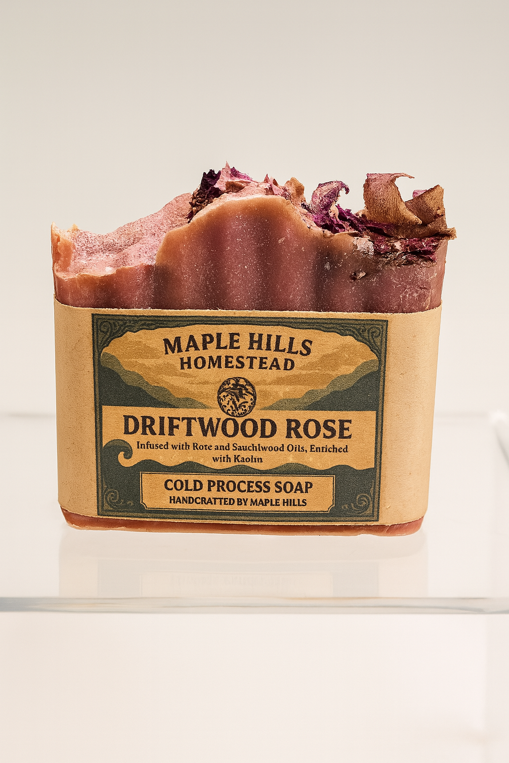 Driftwood Rose – Sandalwood & Rose Tallow Soap. Handcrafted Artisinal Natural Soap