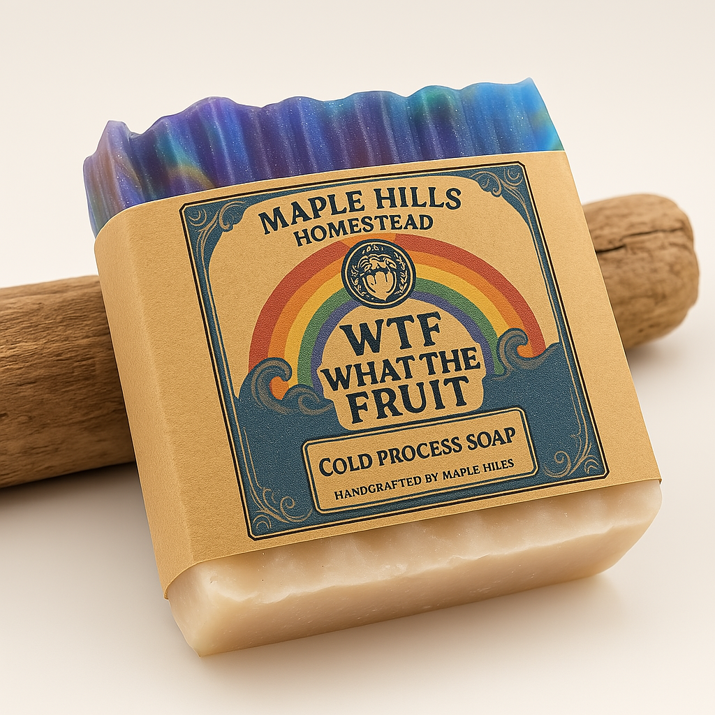 WTF- What the Fruit Cold Process Handmade Soap. Natural organic oils