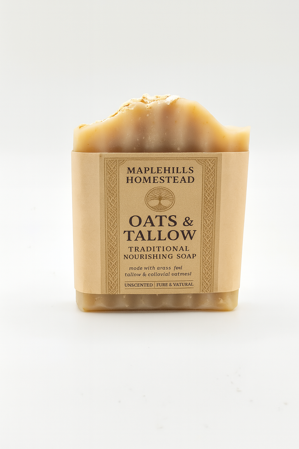 Oats & Tallow Soap, Gentle Soap for all skin types, Mild Shea Butter, Grass fed Tallow, Wildflower honey, Colloidal Oat Soap, kids, adults