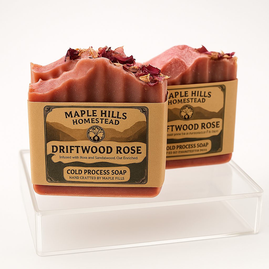 Driftwood Rose – Sandalwood & Rose Tallow Soap. Handcrafted Artisinal Natural Soap